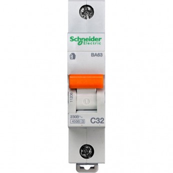 Автоматический выключатель SCHNEIDER ELECTRIC ДОМОВОЙ ВА63 1П 32A C 4,5 кА, Болгария/Италия