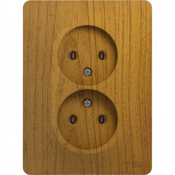 Розетка двойная SCHNEIDER ELECTRIC GLOSSA без заземления, в сборе, дерево дуб